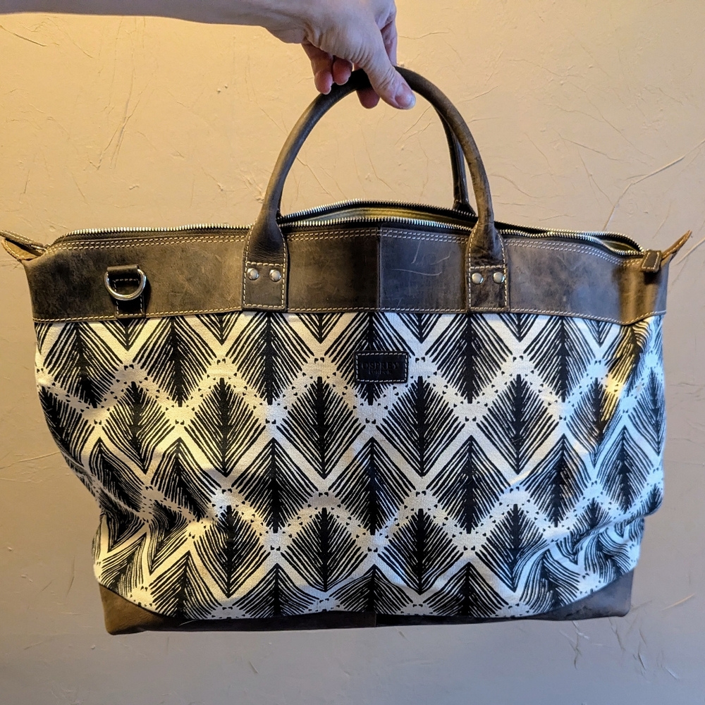 OSPREY LONDON hunter canvas leather weekend bag